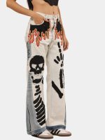 Denim Pants – Skull Embroidered Patchwork - Image 7