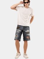Patch & Distressed Reworked Denim Jorts - Image 22