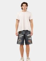 Patch & Distressed Reworked Denim Jorts - Image 21