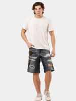 Patch & Distressed Reworked Denim Jorts - Image 20