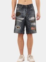 Patch & Distressed Reworked Denim Jorts - Image 17