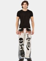 Denim Pants – Skull Embroidered Patchwork - Image 4