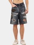 Patch & Distressed Reworked Denim Jorts