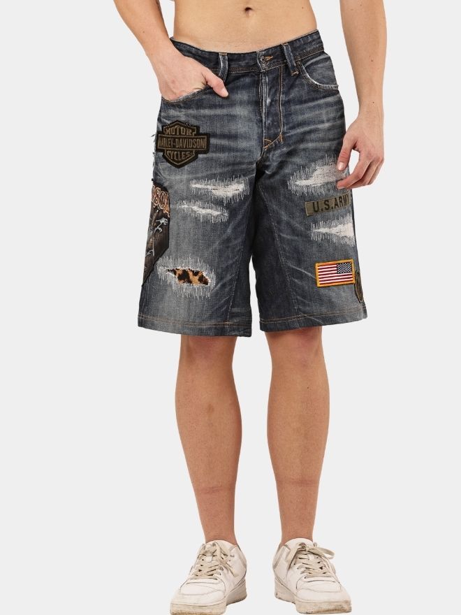97 Patch & Distressed Reworked Denim Jorts