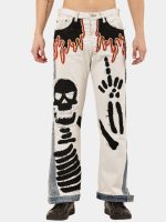 Denim Pants – Skull Embroidered Patchwork - Image 8