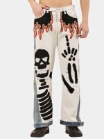 Denim Pants – Skull Embroidered Patchwork - Image 17