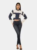 Blue White Panel Sweater