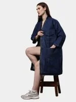 Denim Long Coat – Multi-Pocket Denim Coat - Image 6