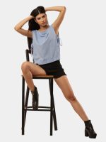 Vintage Denim Tie-Up Crop Top - Image 9
