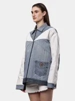 Dual-Tone Denim Patchwork Jacket - Image 5