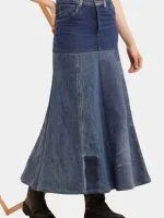 Denim Panelled Maxi Skirt - Image 10