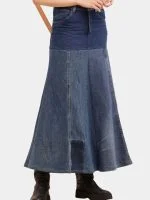 Denim Panelled Maxi Skirt - Image 6