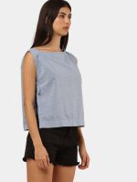Vintage Denim Tie-Up Crop Top - Image 3