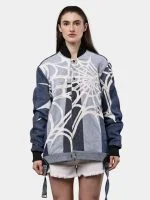 Spider Web Print Reworked Denim Jacket - Image 13