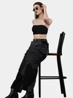 Duo Tone Black Pants with Side & Back Pocket Details - Image 12