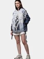 Spider Web Print Reworked Denim Jacket - Image 7