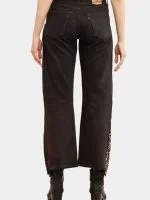 Leopard Side Panel Reworked Baggy Denim Jeans - Image 2