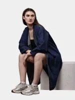 Denim Long Coat – Multi-Pocket Denim Coat - Image 4