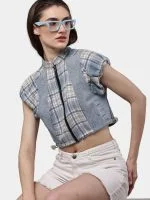 Flannel Check Crop Top - Image 9