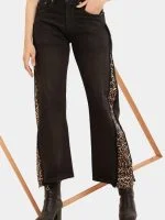 Leopard Side Panel Reworked Baggy Denim Jeans - Image 5