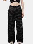 Black Denim Pants – Wavy Overlay Design