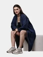 Denim Long Coat – Multi-Pocket Denim Coat - Image 3