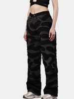 Black Denim Pants – Wavy Overlay Design - Image 11