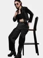 Jacket with Zipper Detail & White Thread Patchwork - Image 2