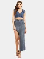 Reworked Carhartt Asymmetrical Raw Hem Denim Skirt - Image 8