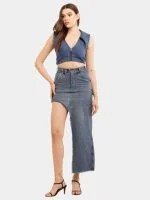 Reworked Carhartt Asymmetrical Raw Hem Denim Skirt - Image 15