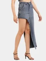 Reworked Carhartt Asymmetrical Raw Hem Denim Skirt - Image 6
