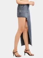 Reworked Carhartt Asymmetrical Raw Hem Denim Skirt - Image 4
