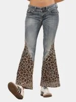 Denim Leopard Flare Jeans - Image 16