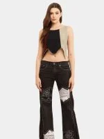 Bandana Panel Reworked Levi’s Jeans & Sleeveless Knit Panel Top Co-Ord Set