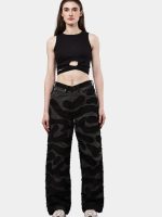 Black Denim Pants – Wavy Overlay Design - Image 8