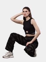 Black Denim Pants – Wavy Overlay Design - Image 7