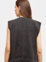 Vintage Zipper Reworked Denim Vest Coat - Image 5
