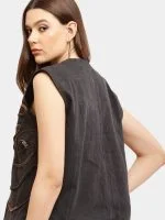 Vintage Zipper Reworked Denim Vest Coat - Image 10