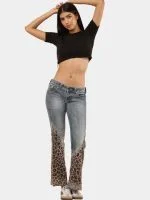 Denim Leopard Flare Jeans - Image 13