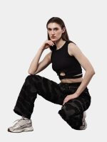 Black Denim Pants – Wavy Overlay Design - Image 6