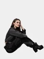 Jacket with Zipper Detail & White Thread Patchwork - Image 6