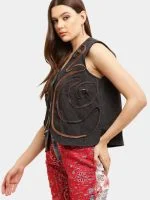 Vintage Zipper Reworked Denim Vest Coat - Image 7