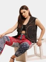 Vintage Zipper Reworked Denim Vest Coat - Image 3