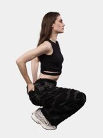Black Denim Pants – Wavy Overlay Design - Image 5