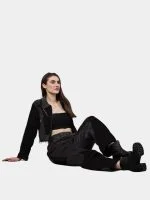 Jacket with Zipper Detail & White Thread Patchwork - Image 7