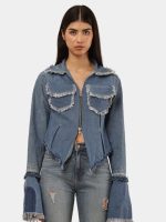 Denim Zip-Up Convertible Shirt Jacket - Image 12