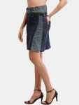 Two-Tone Reworked Denim Skirt