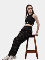 Black Denim Pants – Wavy Overlay Design - Image 4