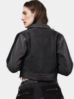 Jacket with Zipper Detail & White Thread Patchwork - Image 12