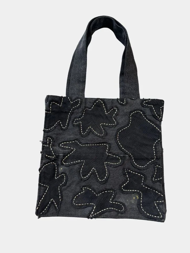 28 Eco-Noir Abstract Patchwork Denim Tote Bag - Image 1